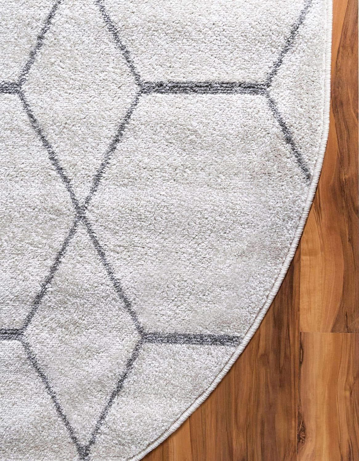 Unique Loom Trellis Frieze Collection Area Rug - Geometric (3' x 5' Oval, Ivory/ Gray)