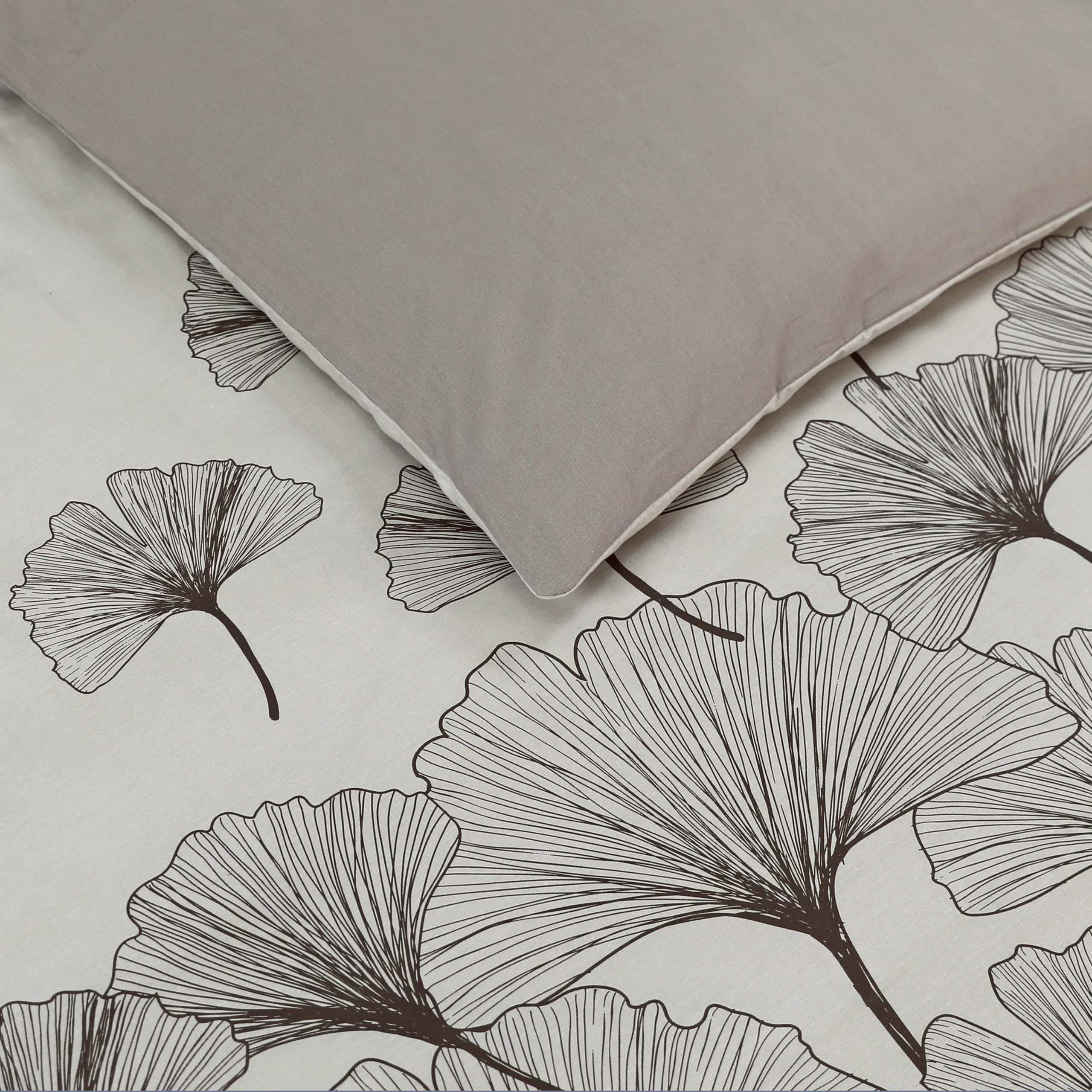 Vision - Komplet pościeli Ginko Beige - Poszewka na kołdrę 260x240cm z 2 różnymi poszewkami 65x65cm - 100% Bawełna