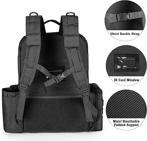 Vista 4 de DSLEAF Mochila táctica para pistola con 6 estuches para pistola, mochila con 10 ranuras para cargador para disparar y cazar Negro