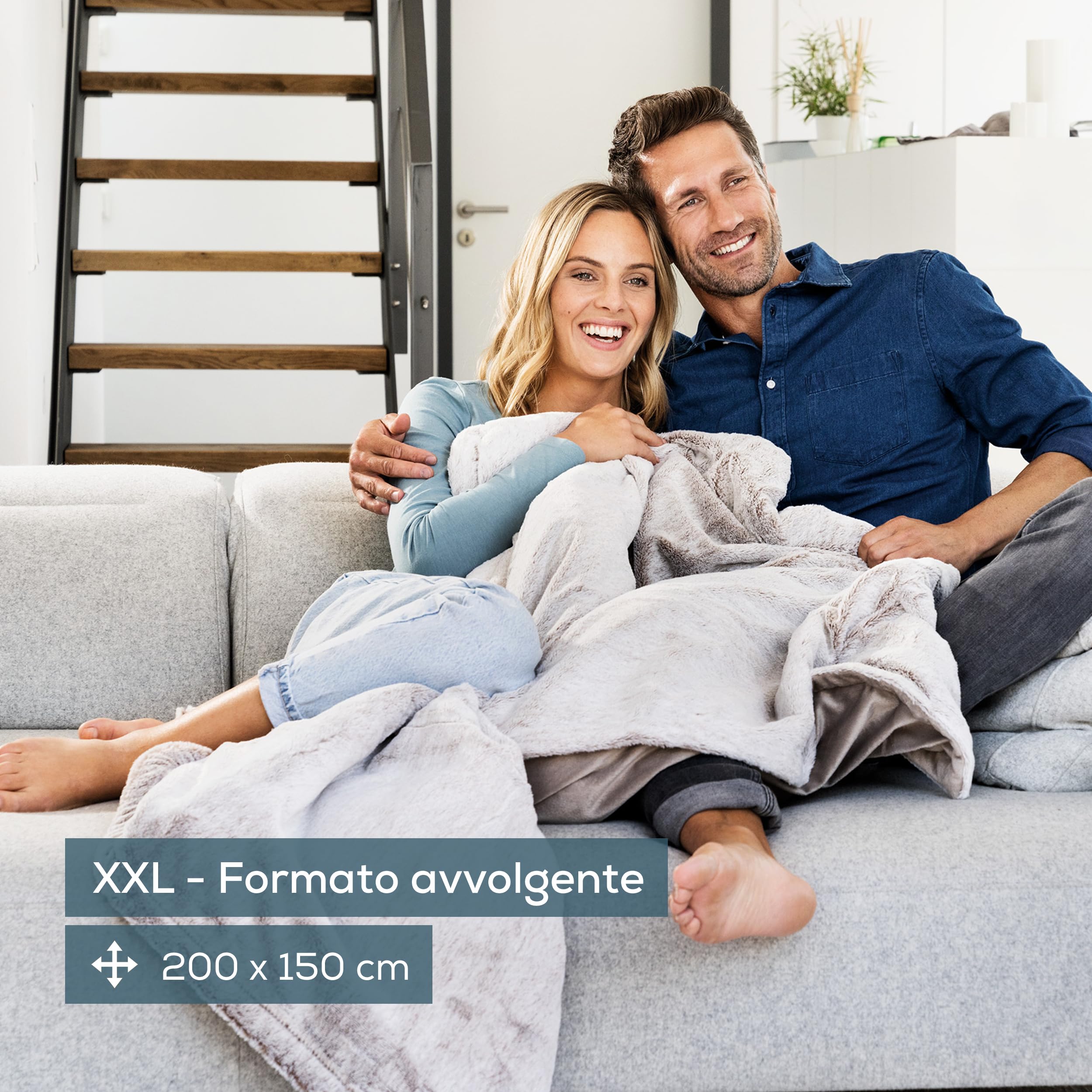 Beurer HD 150 XXL Nordic Termocoperta elettrica, con spegnimento automatico di sicurezza, 6 impostazioni di temperatura, lavabile in lavatrice, confortevole e in morbida pelliccia, 200 x 150 cm