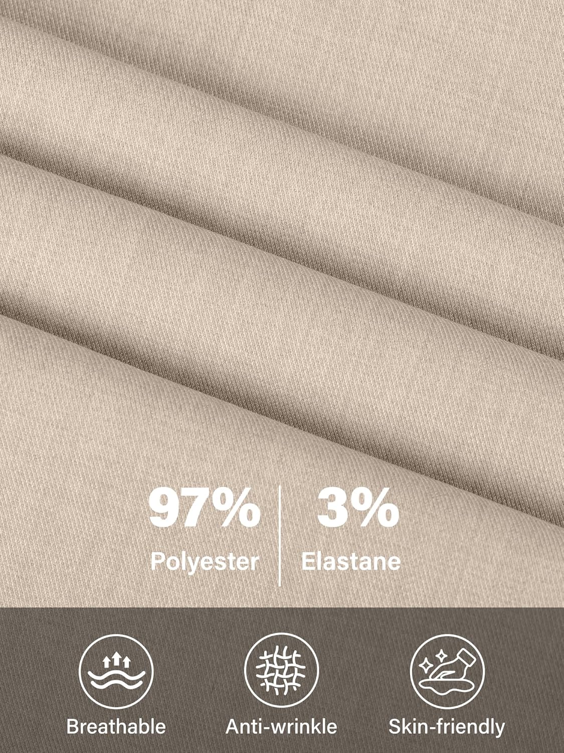 PLEPAN Men's Wide Leg Dress Pants Baggy Pleated Casual Trousers Relaxed Fit Elastic Waist Business Slacks - Image 7