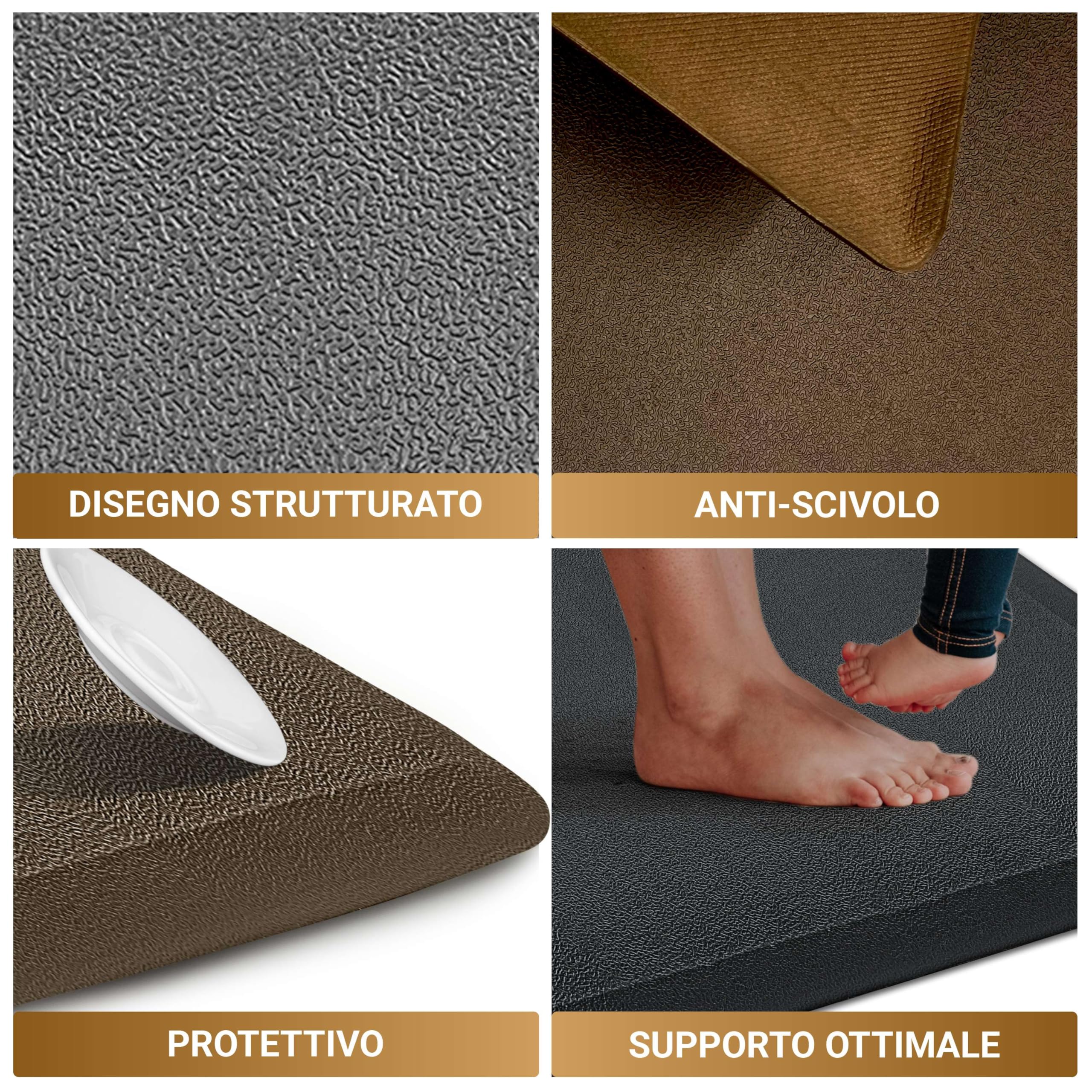 HomeLife il Tappeto Cucina Antiscivolo Lavabile in Gomma PVC: Tappeto per Cucina Antifatica, ideale come passatoia cucina antiscivolo lavabile | Tappeto Morbido e comodo - 44X75, Marrone