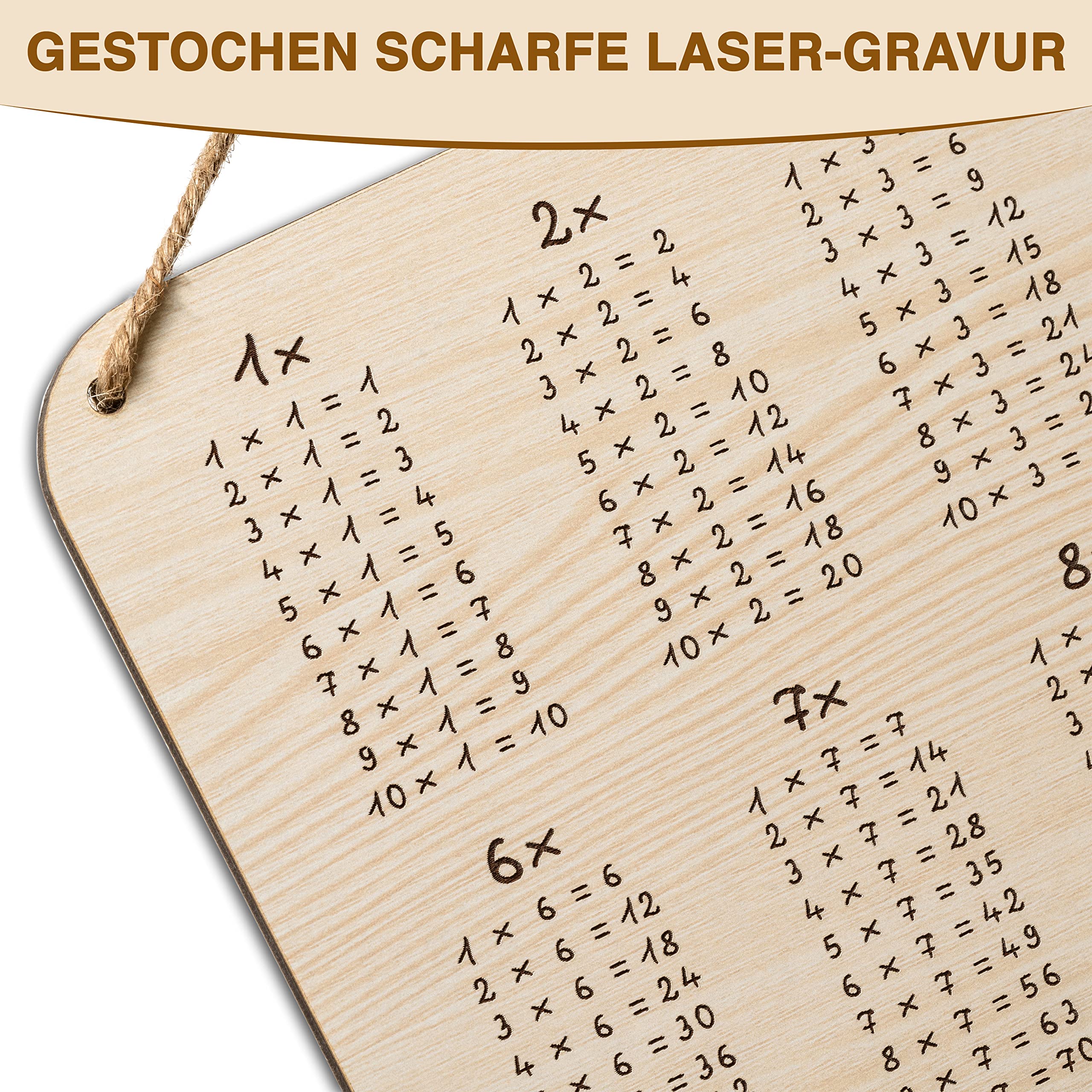 Lavagna Educativa 1x1 In Legno | Idea Regalo Per Inizio Scuola (22x14 Cm) Glitzkind