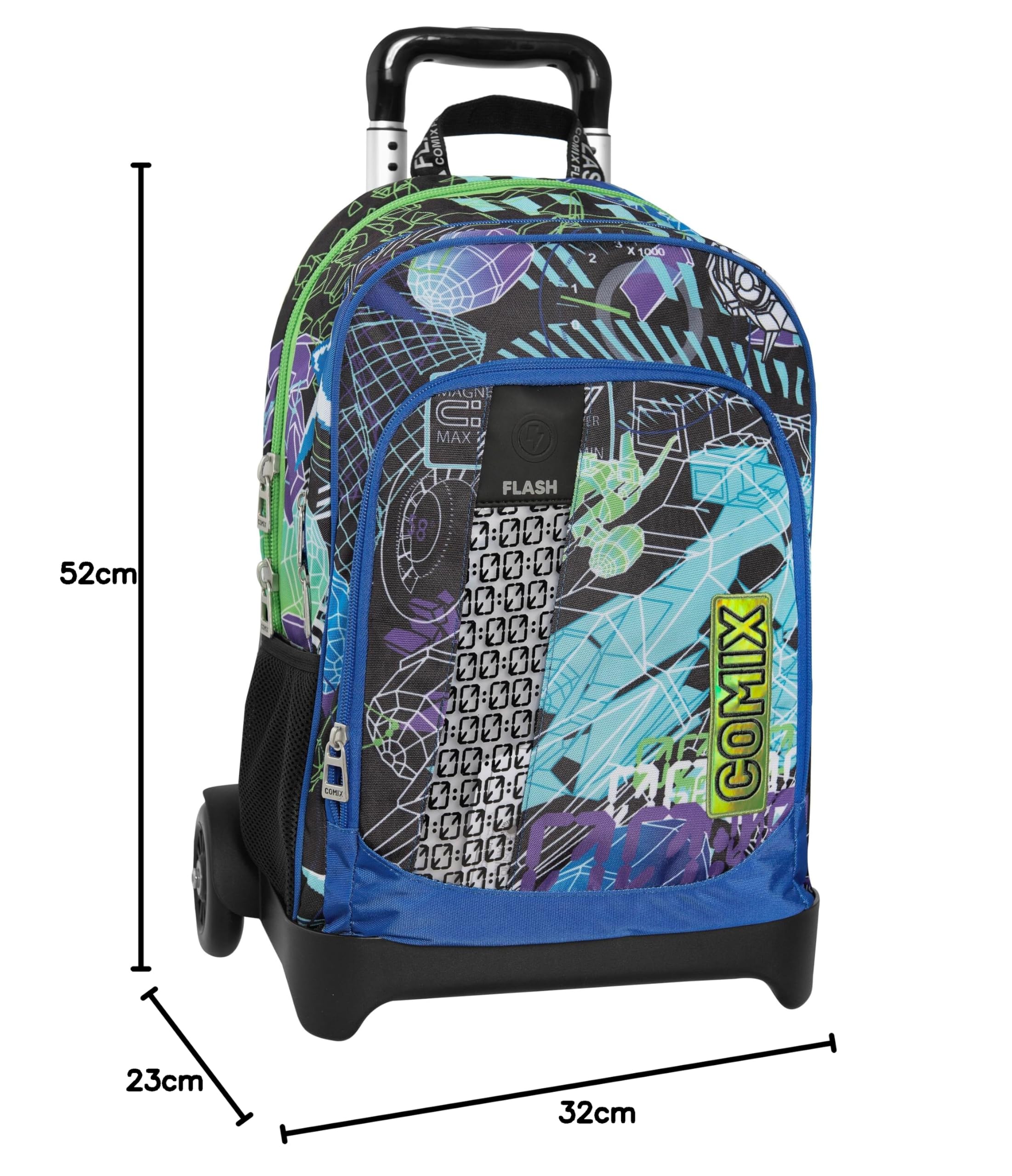 COMIX Panini Zaino Scuola Con Trolley Staccabile Flash - Comicamo, Multicolore