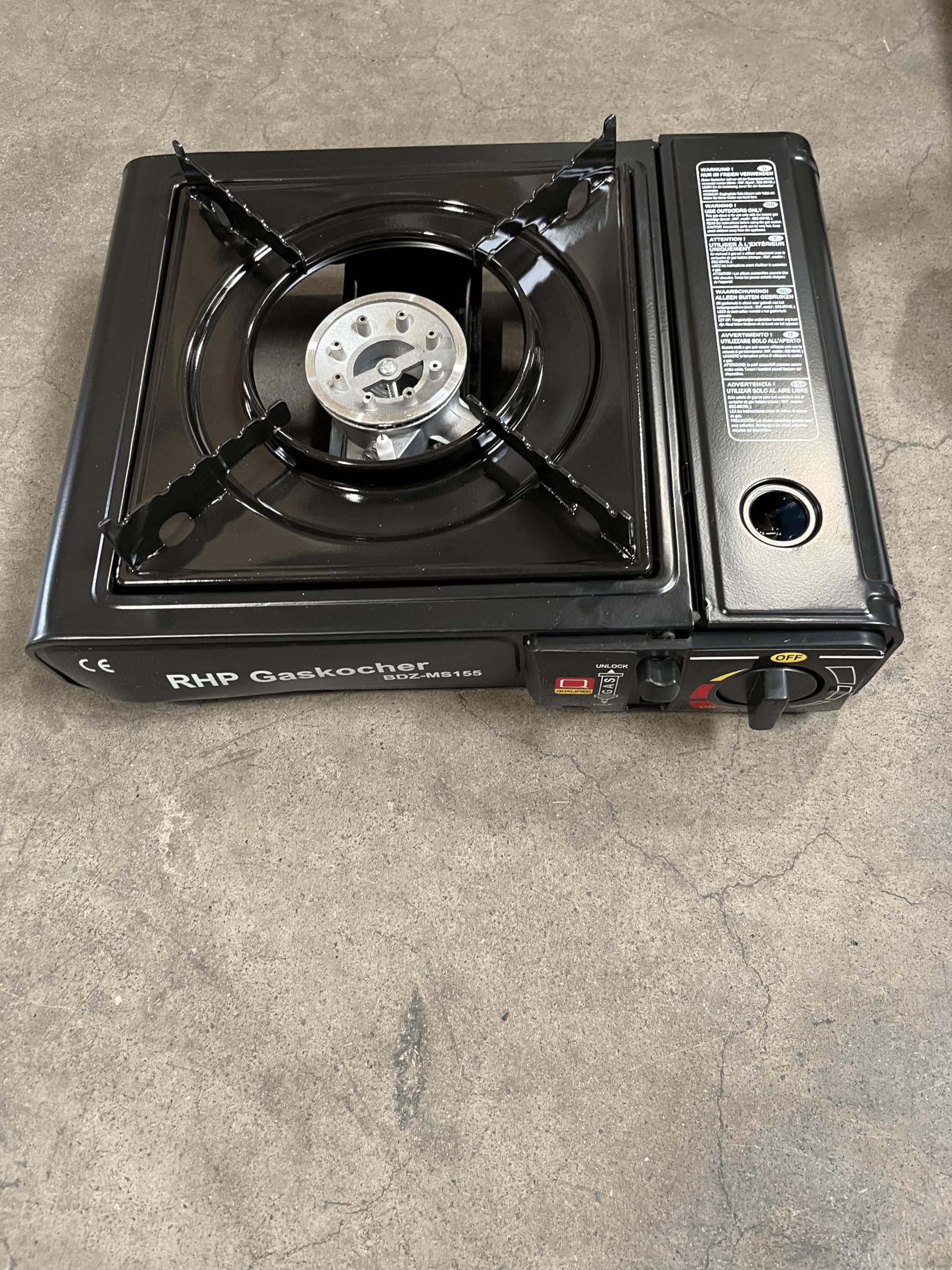 RHP Réchaud à gaz d'extérieur - Pour camping, voyage, vacances, randonnée, pique-nique, jardin - Avec mallette pratique - Jusqu'à 30 % de consommation de gaz en moins