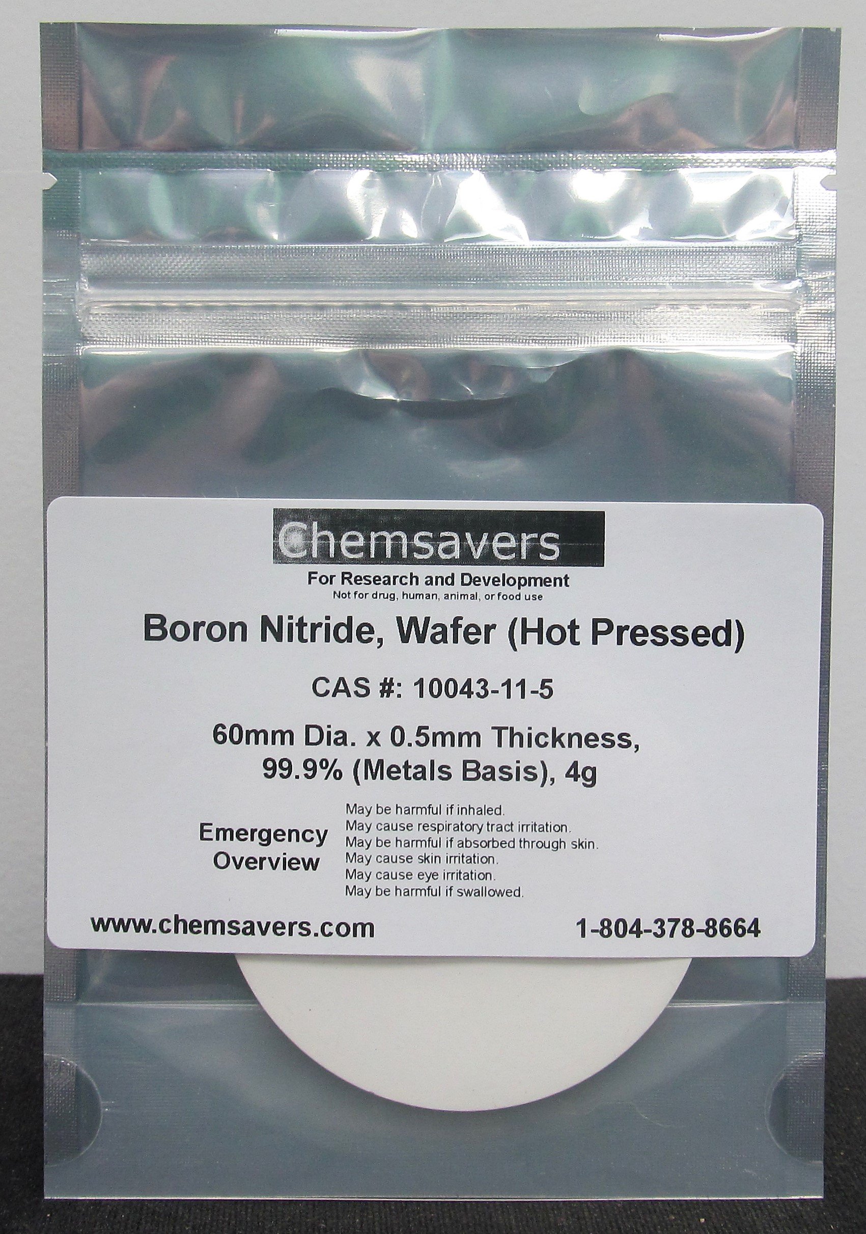 Boron Nitride, Wafer (Hot Pressed), 60mm Dia. x 0.5mm Thickness, 99.9% (Metals Basis), 4g-image-10