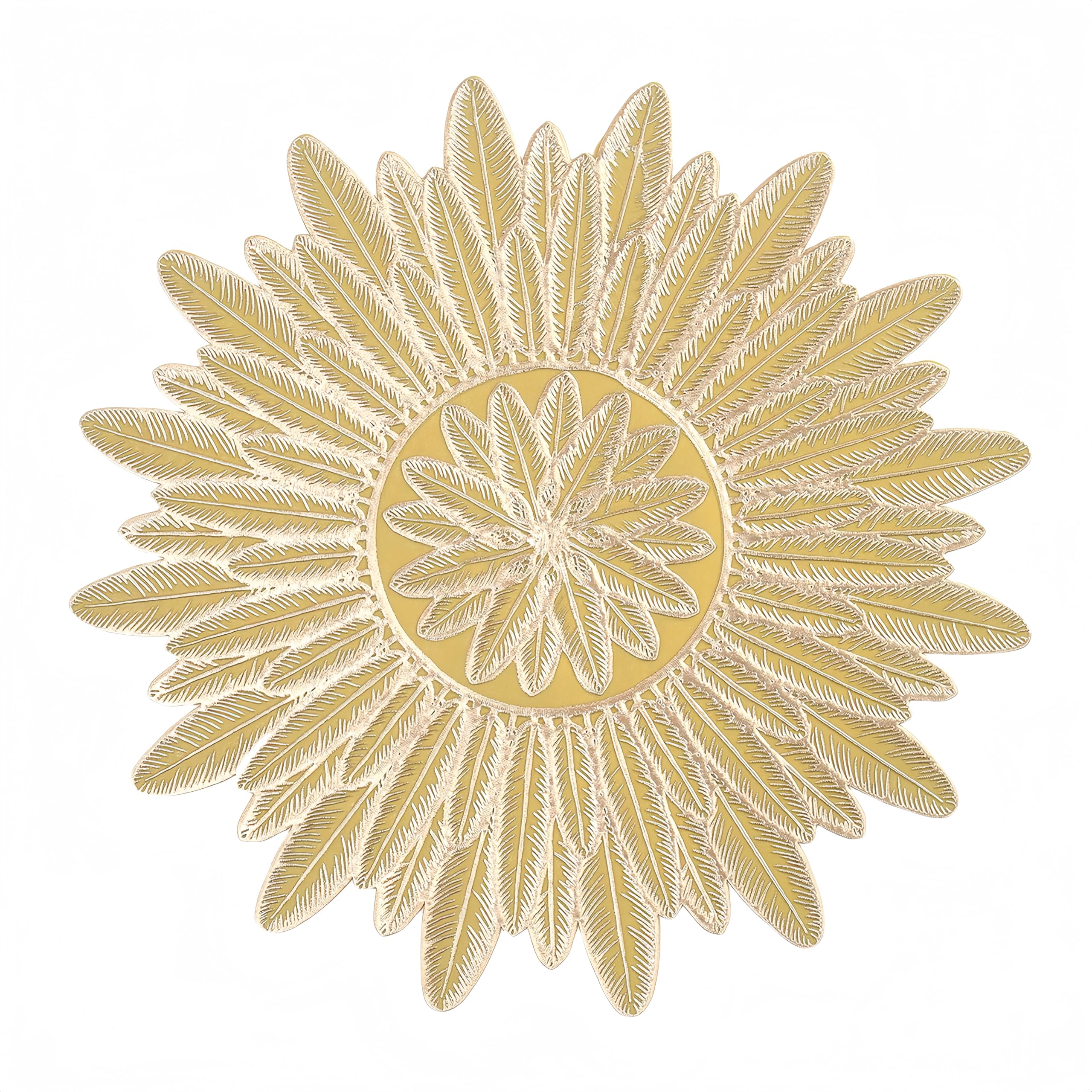 Salvamanteles Lavables, 4 Manteles Individuales y Posavasos Navideños Lavables de PVC con Plumas Tejidas Manteles Individuales de Papel de Aluminio Dorado Manteles Decorativos Resistentes al