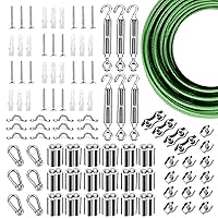 Vista 34 de Kit de suspensión de luces de globo, cable guía de luz para exteriores, cable de acero inoxidable recubierto de vinilo, incluye PVC transparente