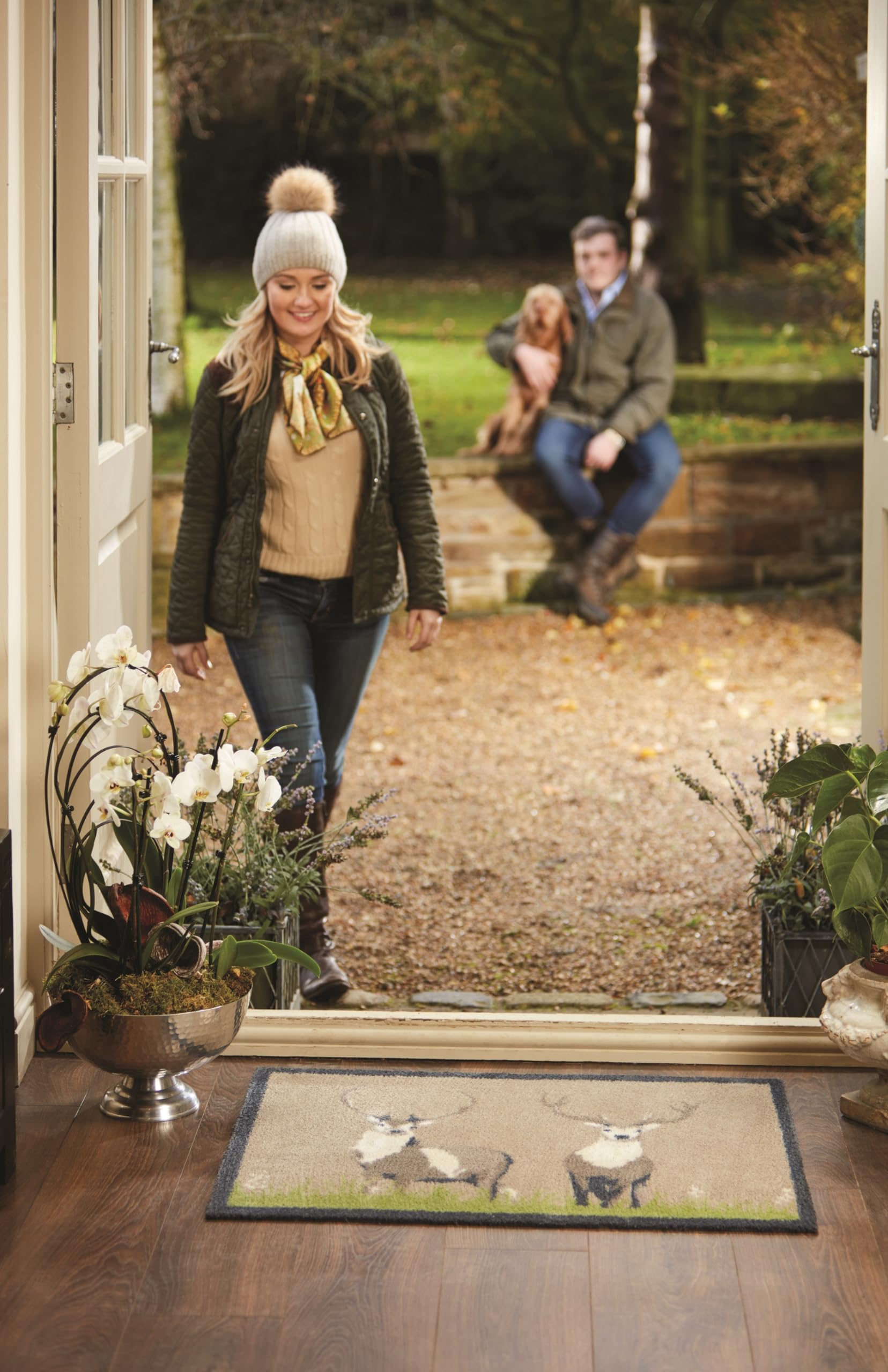 HUG RUG Deer 1 Design Highly Absorbent Indoor Barrier Mat Machine Washable 65x85cm