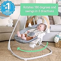 Vista 57 de Ingenuity 2-in-1 SimpleComfort Lightweight Compact 6-Speed Multi-Direction Baby Swing & Rocker, Vibrations & Nature Sounds, 0-9 Months 6-20 lbs