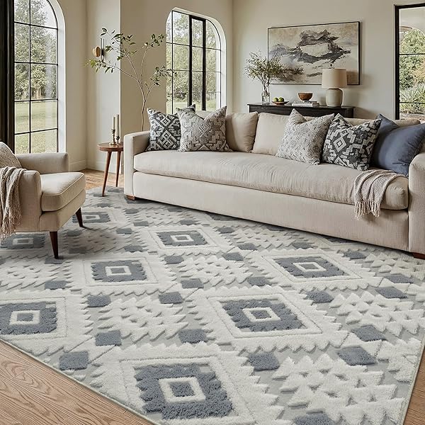 Modern Grey Rug Ideas for Living Room Looks 31 Checkered Blue Grey Shag Rug