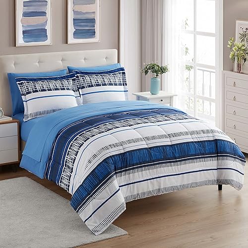 Sweet Home Collection Juego de edredón de 7 piezas, color sólido, manta alternativa de plumón suave para todas las estaciones, sábanas de microfibra