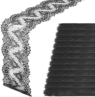 Chumia 12 Pcs Black Lace Table Runners 11 x 120 Inch Rustic Wedding Tabl...