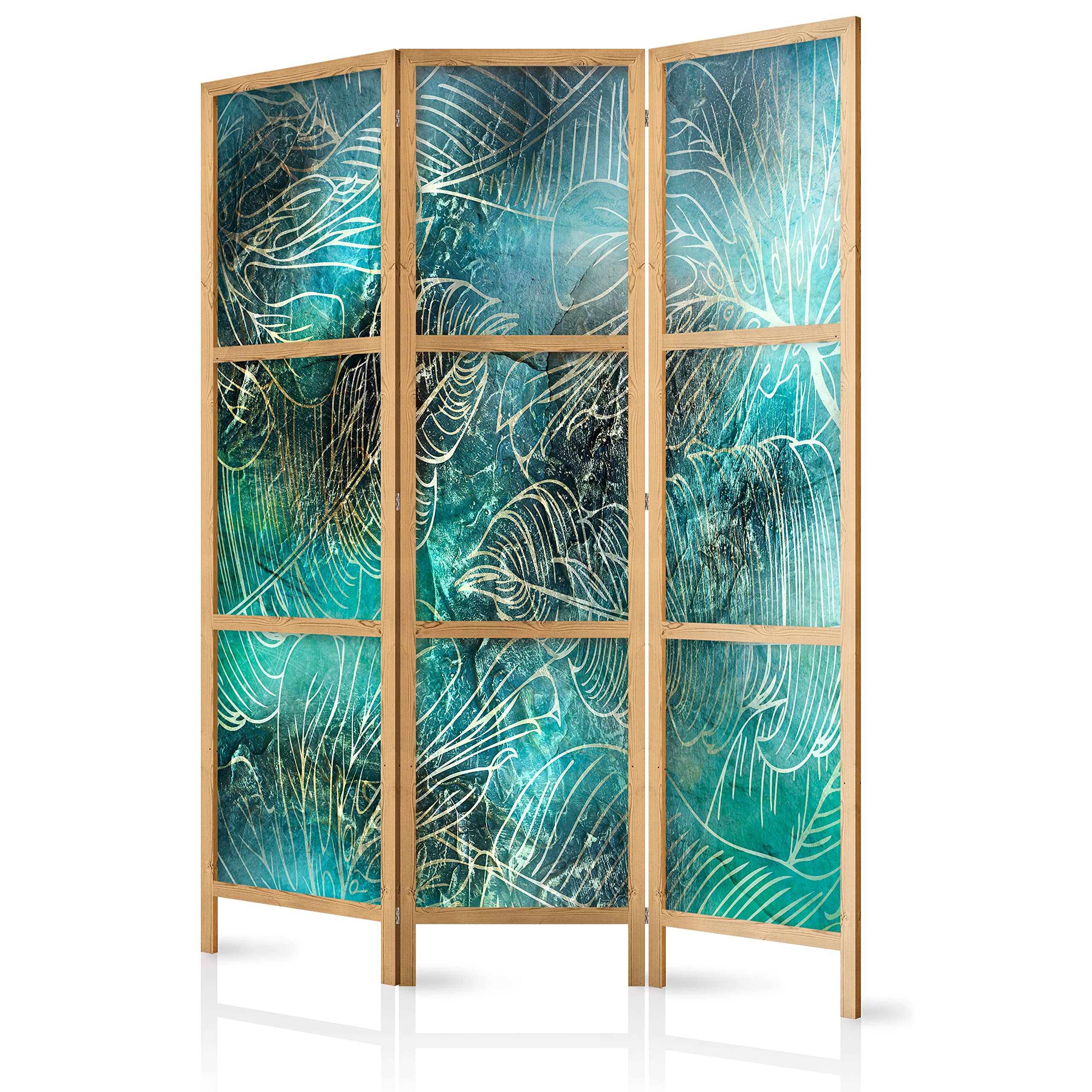 murando Room divider Tropical leaves Monstera jungle 135x171cm / 54"x68" 3 pieces Non-Woven Canvas Single-Sided Folding Screen Privacy wood pattern design hand made Home office Japan b-A-0830-z-b