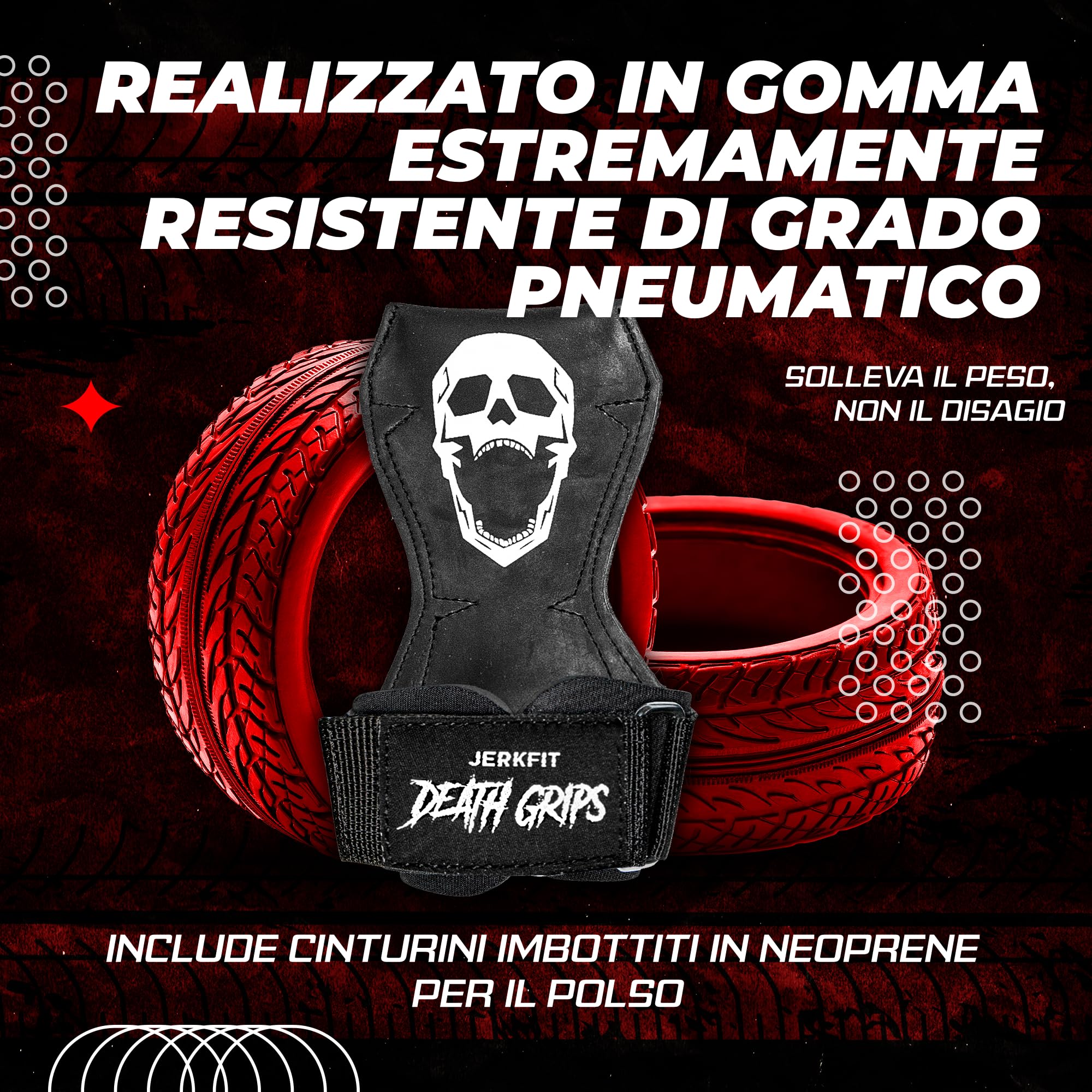 JerkFit Death Grips Ultra Premium Lifting Straps for Deadlifts, Pull ups, Heavy Shrugs | Lifting Hand Grips with Padded Support | Palm Protection & Increased Grip for Heavy Pull Lifts
