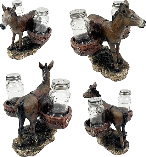 Miniatura 4 de Urbalabs - Coctelera grande de armadillo, lobo, burro, cerdo y caballo, salero y pimentero, mesa de comedor de granja, decoración rústica de vaquero