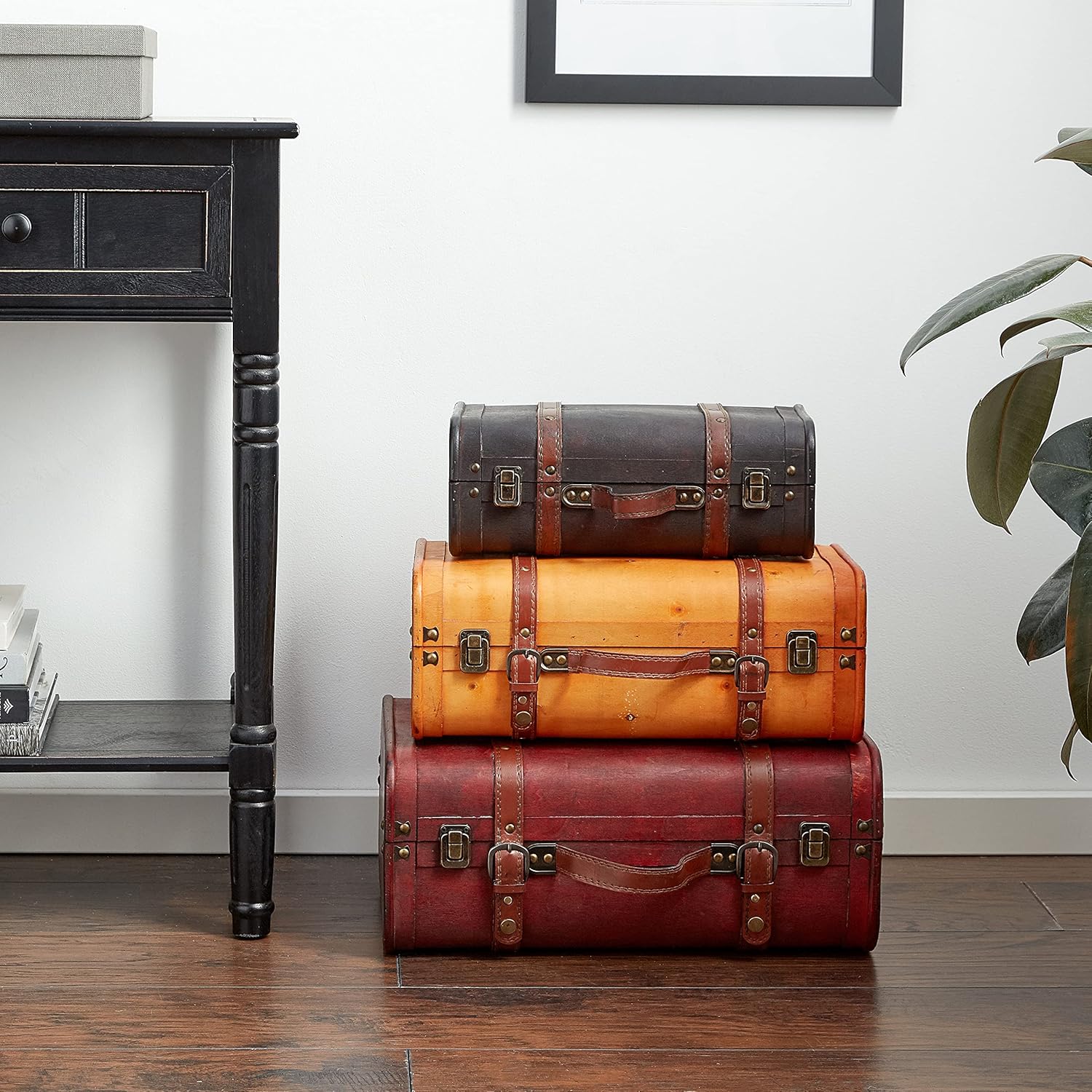 Vintiquewise QI003068.3 3-Colored Vintage Style Luggage Suitcase/Trunk, Set of 3 : Home & Kitchen