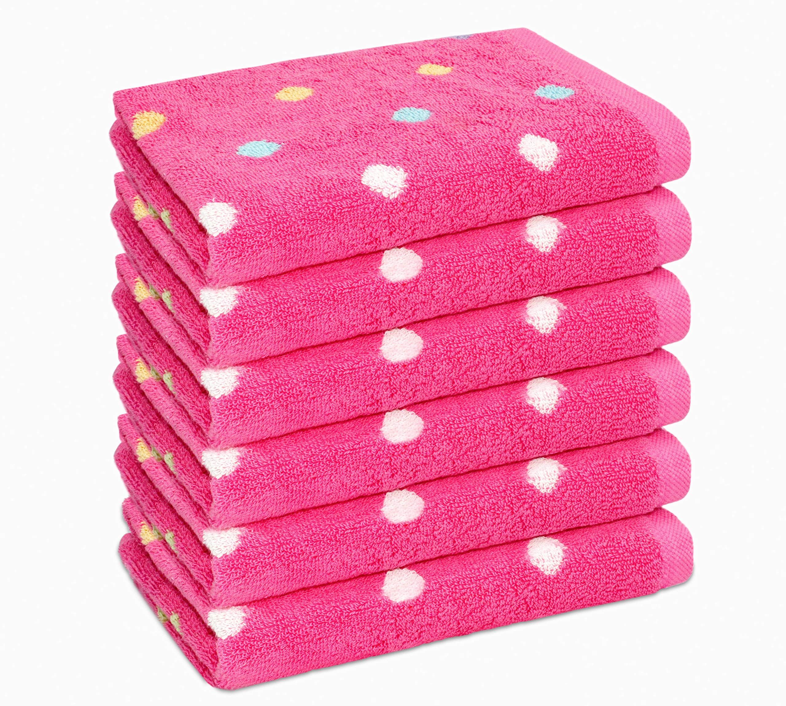 ORIGINAL KIDS Hand Towels - Bath Time Sugar and Spice Set of 6 Hand Towel - 100% Cotton Jacquard Super Soft Colorful Absorbent Quick Dry Easy Care Bathroom Face Towel Gift - 16 x 27 - Pink Multicolor