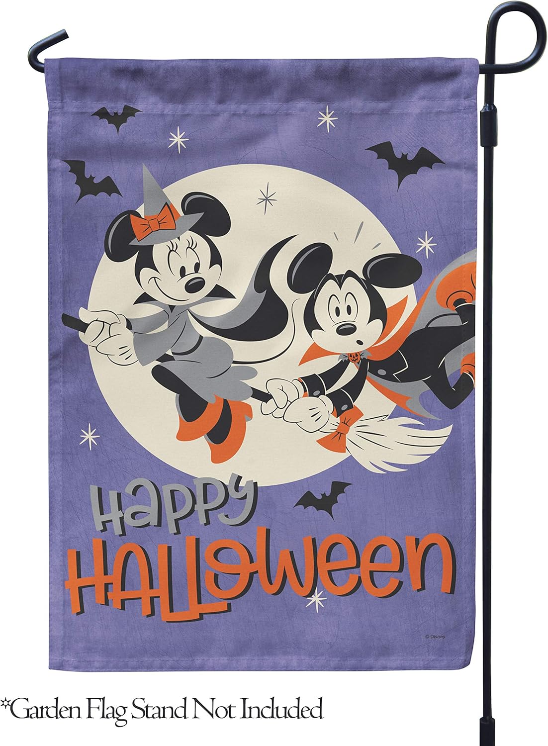 Flagology, Disney, Halloween Mickey & Minnie Broom Flight, Garden Flag, Outdoor/Indoor, Exclusive Premium Fabric, Officially Licensed Disney (12" x 18")