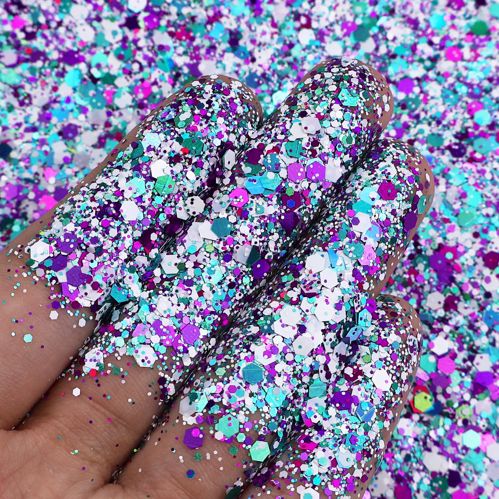 Christmas Chunky Glitter Epoxy Resin Flake Sequin Glitter for Crafts Resin Tumbler Keychain Jewelry Making, Sparkle and Shine with Chunky Glitters for DIY Art,Jewelry Making (CMC03-50G)