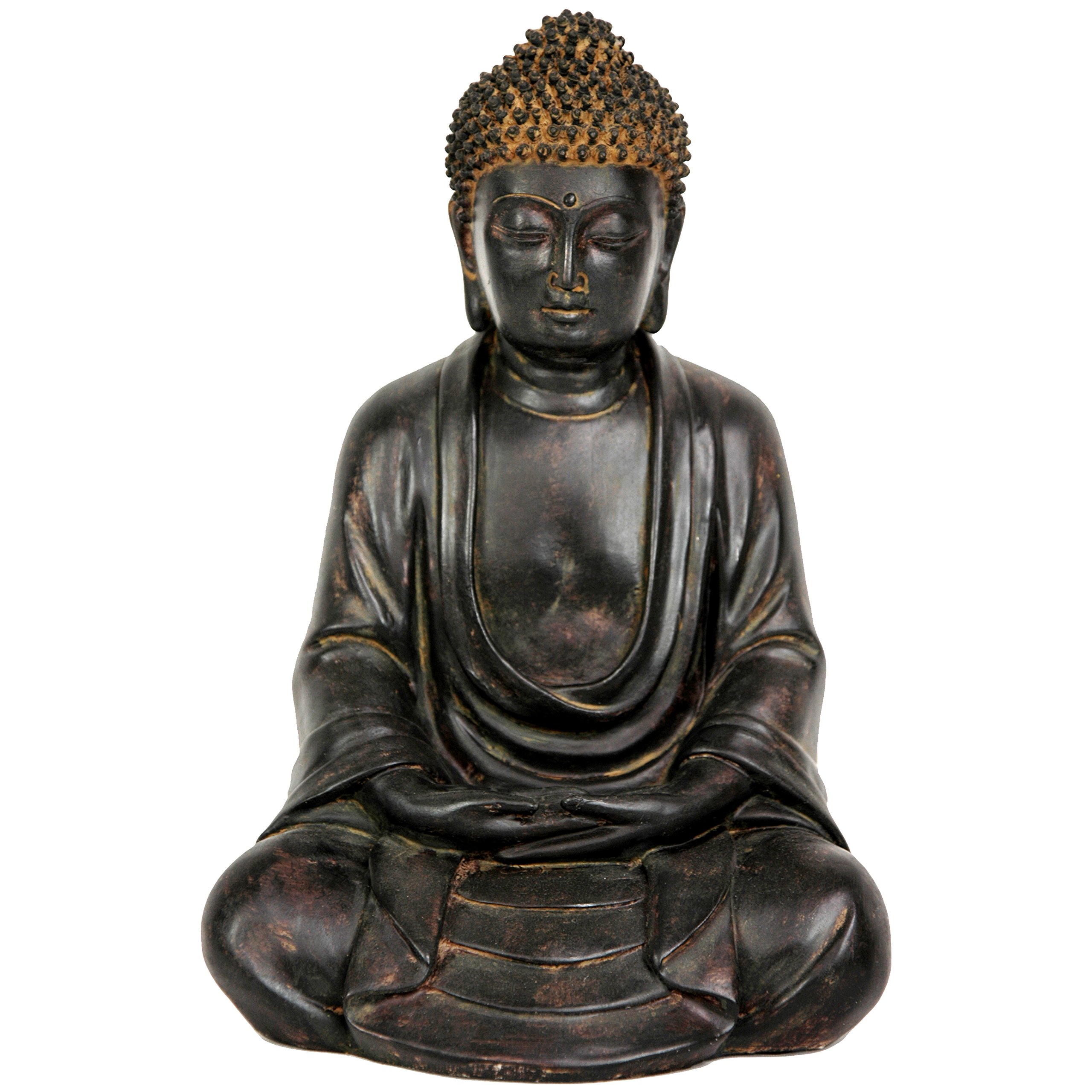 Red Lantern 9" Japanese Sitting Buddha Statue
