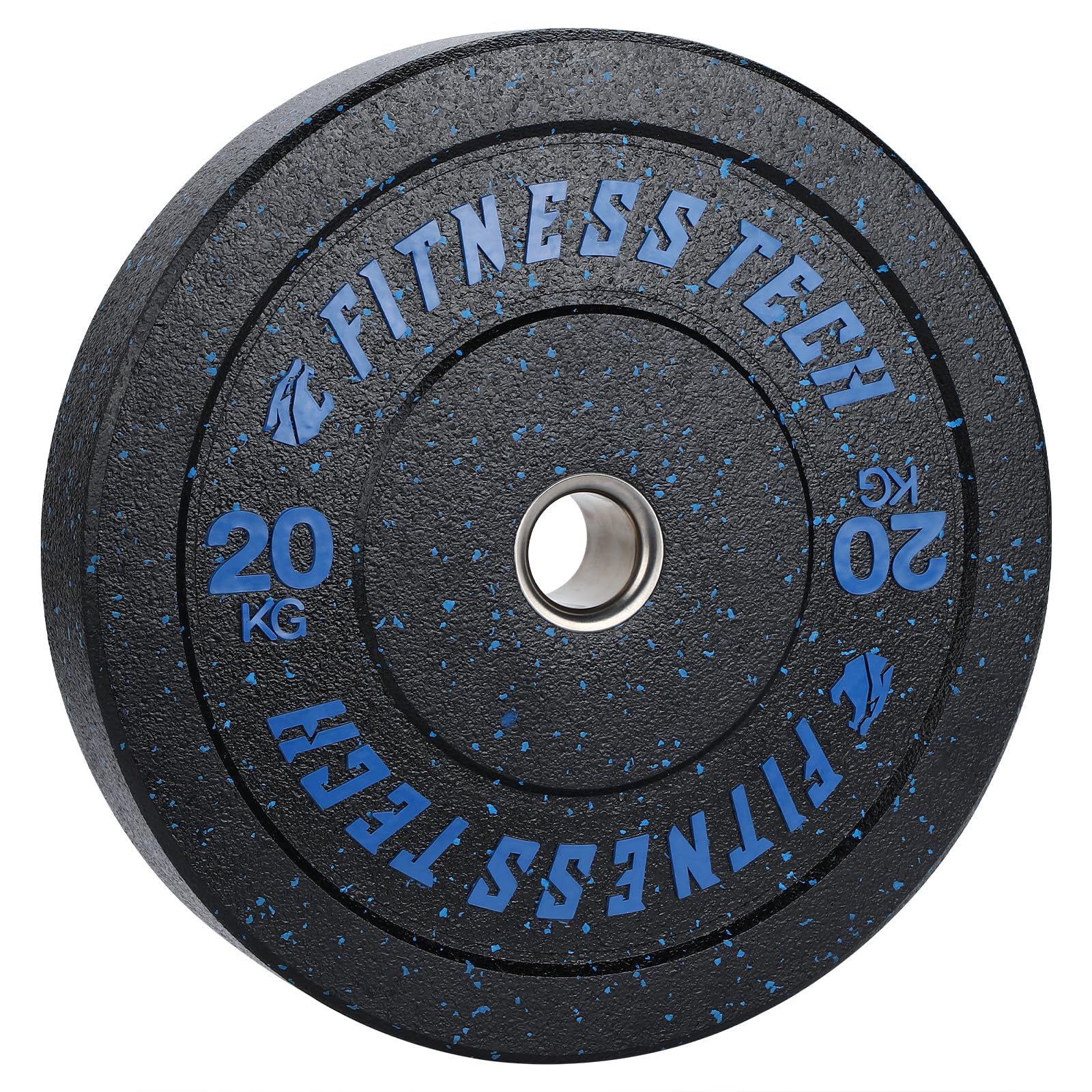 Disco Bumper Plate Hi-Temp Alta Resistencia 5-25 kg | Pesa Caucho Recilado Casquillo de Acero Inoxidable | Discos Pesas para Gym, Gimnasio en casa | Ø50 mm Fitness Tech (20, Kilogramos)