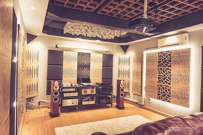 (2 Pack) — Panel acústico de absorción y difusión de sonido «Skyross» | 19.7''x19.7''x2.1'' | Espuma de alta densidad | Absorción - Difusión - Reflexión - Aislamiento | Laminado de madera: (Sonoma) miniatura 7