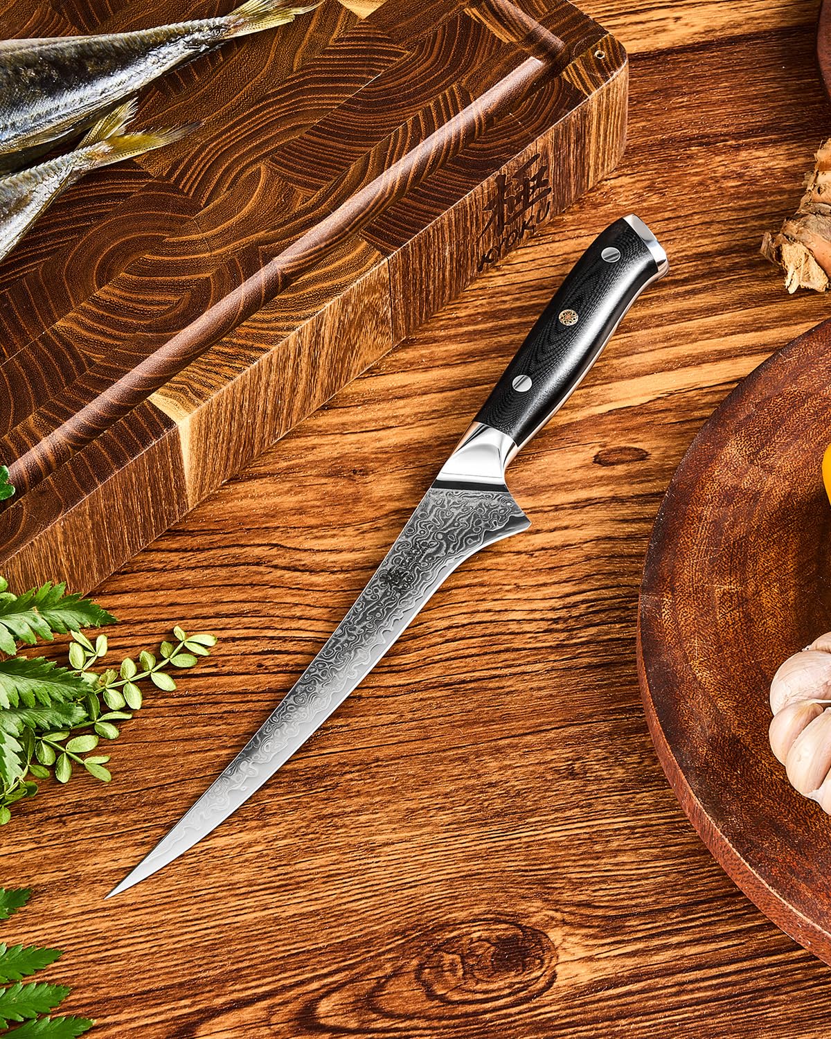 KYOKU 7" Japanese Damascus Fillet Knife for Fish, Filet Boning Knife for Fishing Skinning for Professional & Home Chefs,Ultra Sharp VG10 Full Tang Butcher Knife for Filleting Deboning Meat Cutting — Amazon image 8