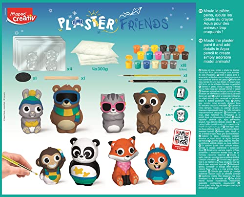 Maped Creativ Plaster Friends Maxi Set, Complete Set of 8 Animal Plaster Figurines, Easy to Make - Image 2