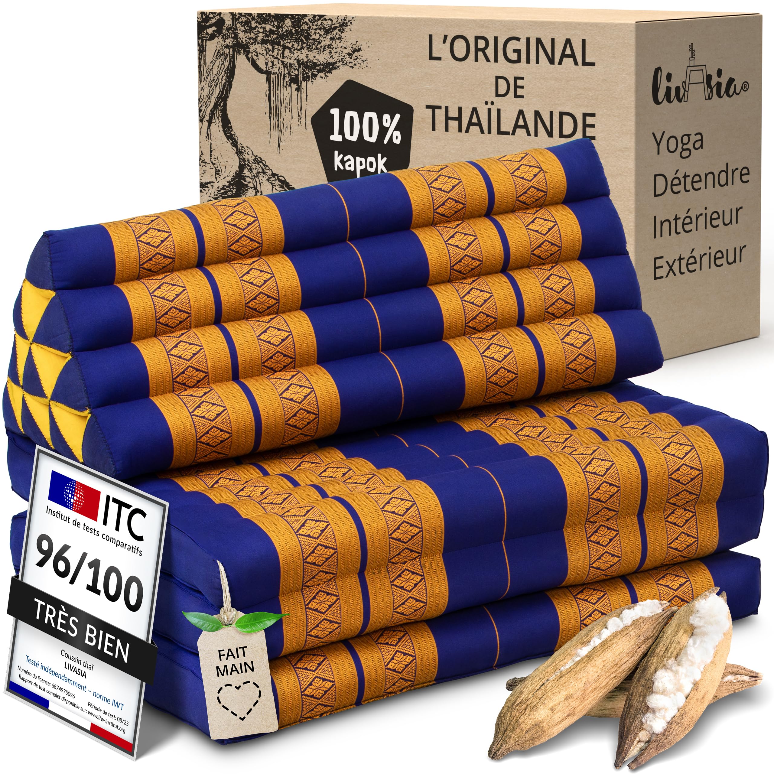 Matelas pliable et coussin de soutien dorsal XXL pour soulager le dos