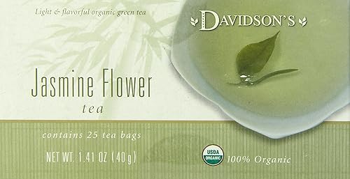 Davidson's Organics, Flor de jazmín, 25 bolsas de té, paquete de 6