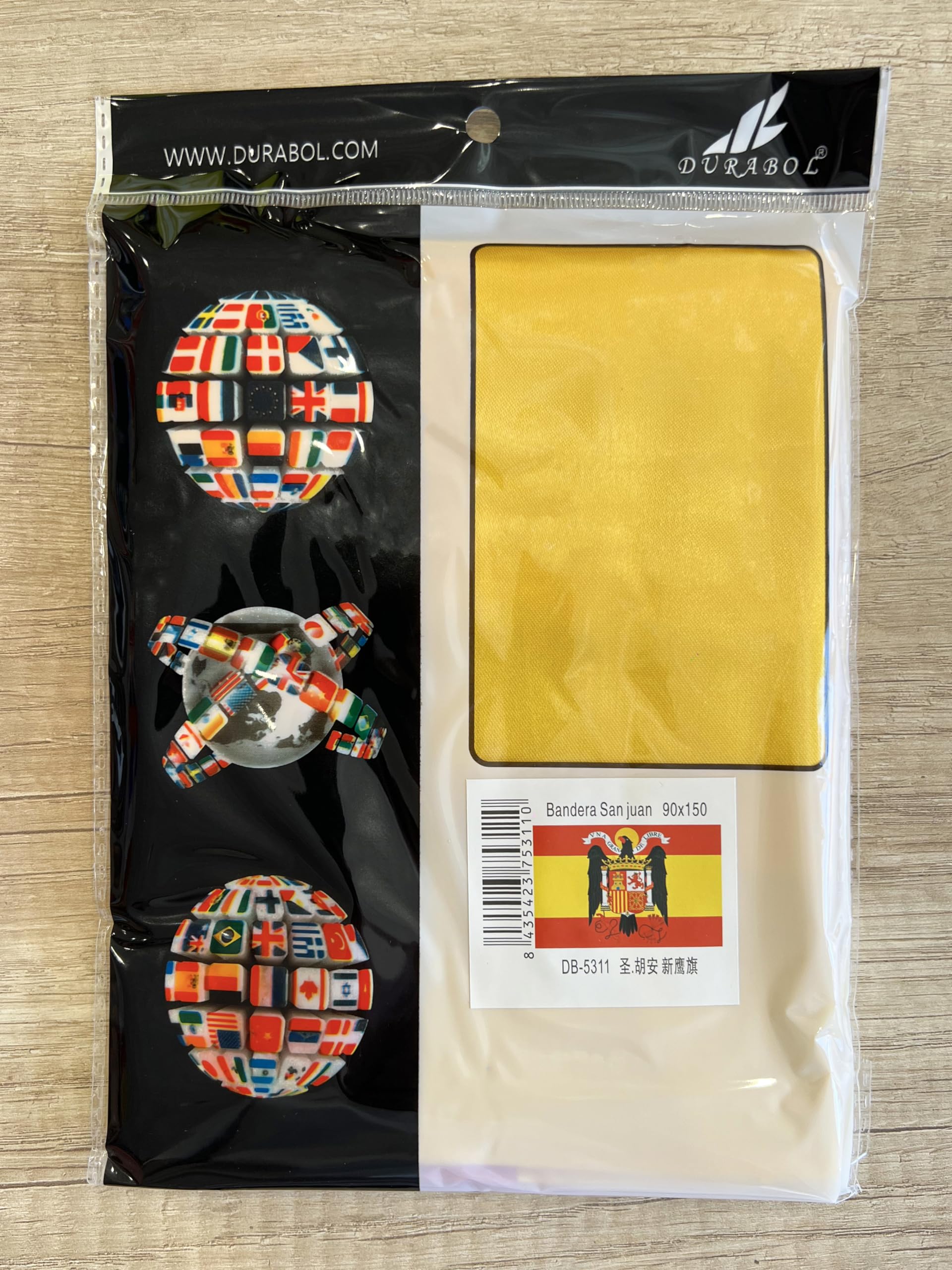 Durabol Bandera de España Escudo Aguila de San Juan Española Preconstitucional 150 x 90 cm Satén