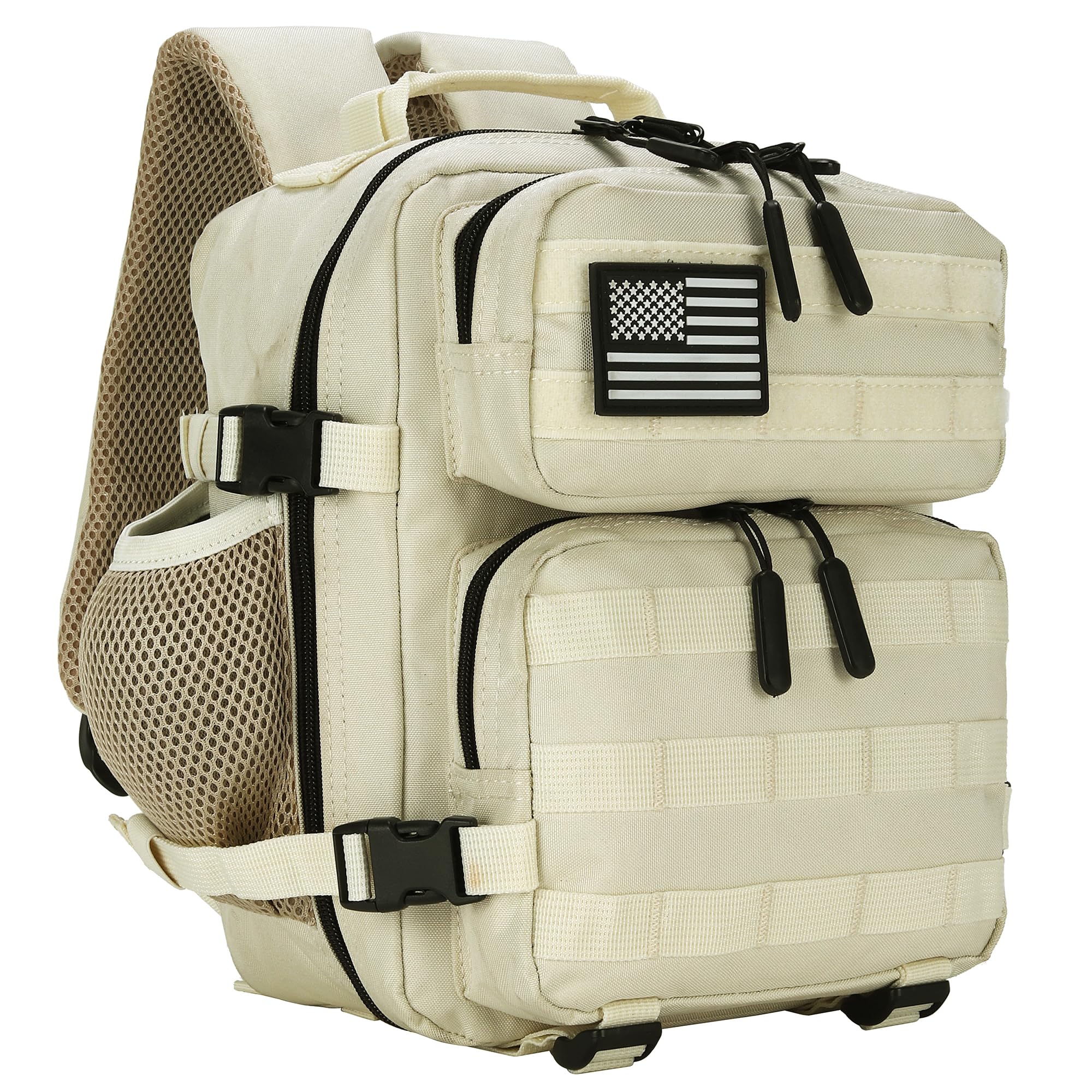 HongXingHai 9L Mini Tactical Backpack for Men and Women, Tactical Backpack Small for Hiking, Small Tactical Bag (CreamColored)