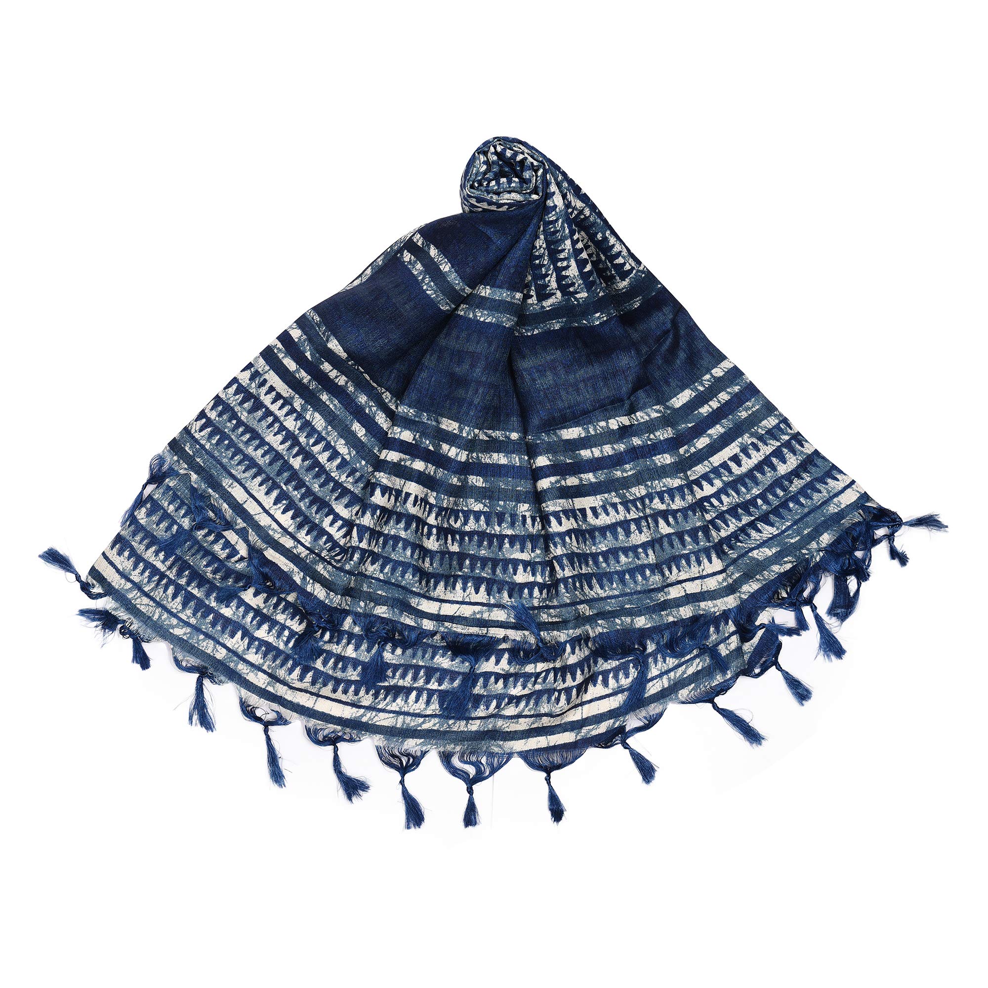 Women's Art Silk Indigo Print Dupatta (Pattern 2)-image-18