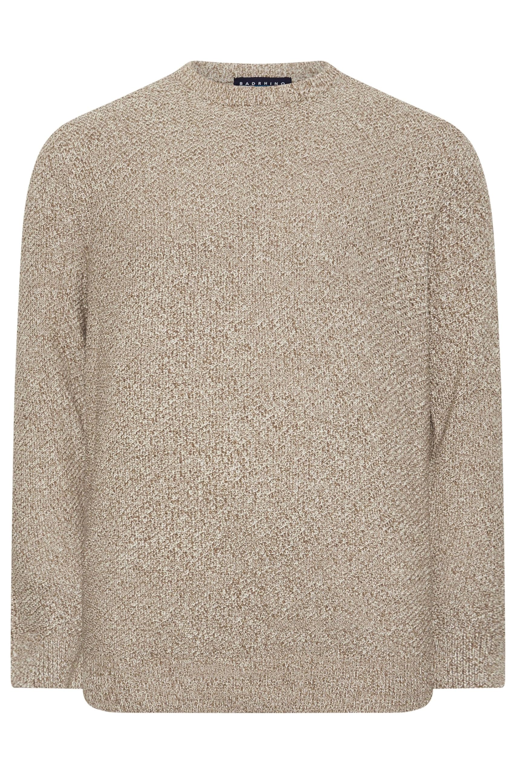 BadRhino Big & Tall Mustard Crew Neck Knitted Jumper - Men's - Plus Size Curve