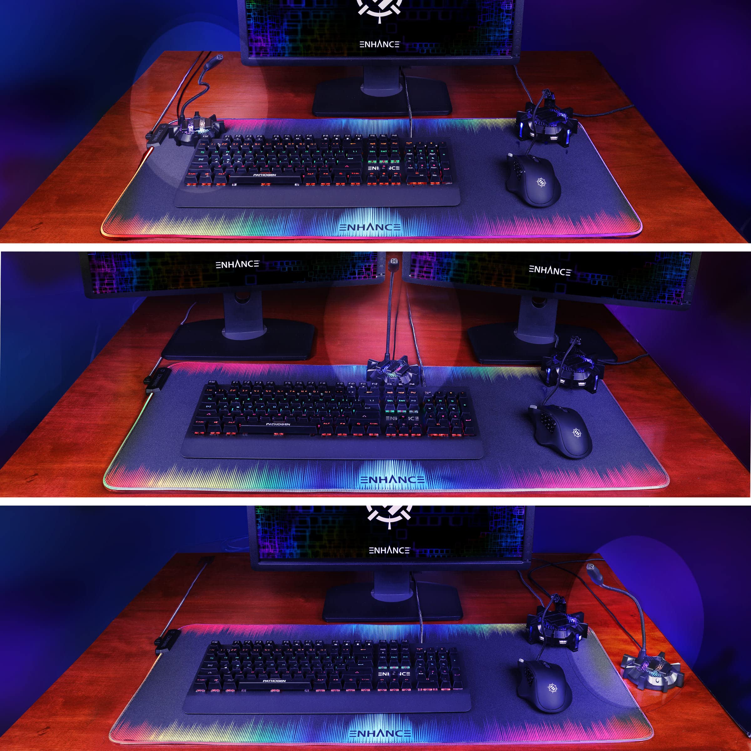 ENHANCE Microfono da Gioco USB Plug-in - Accessori da Gioco per Computer PC Microfono a Condensatore con Collo di Digno a 360 Gradi, Luci RGB, Compatibile con Streaming Youtube, Microfono Podcast, PS5