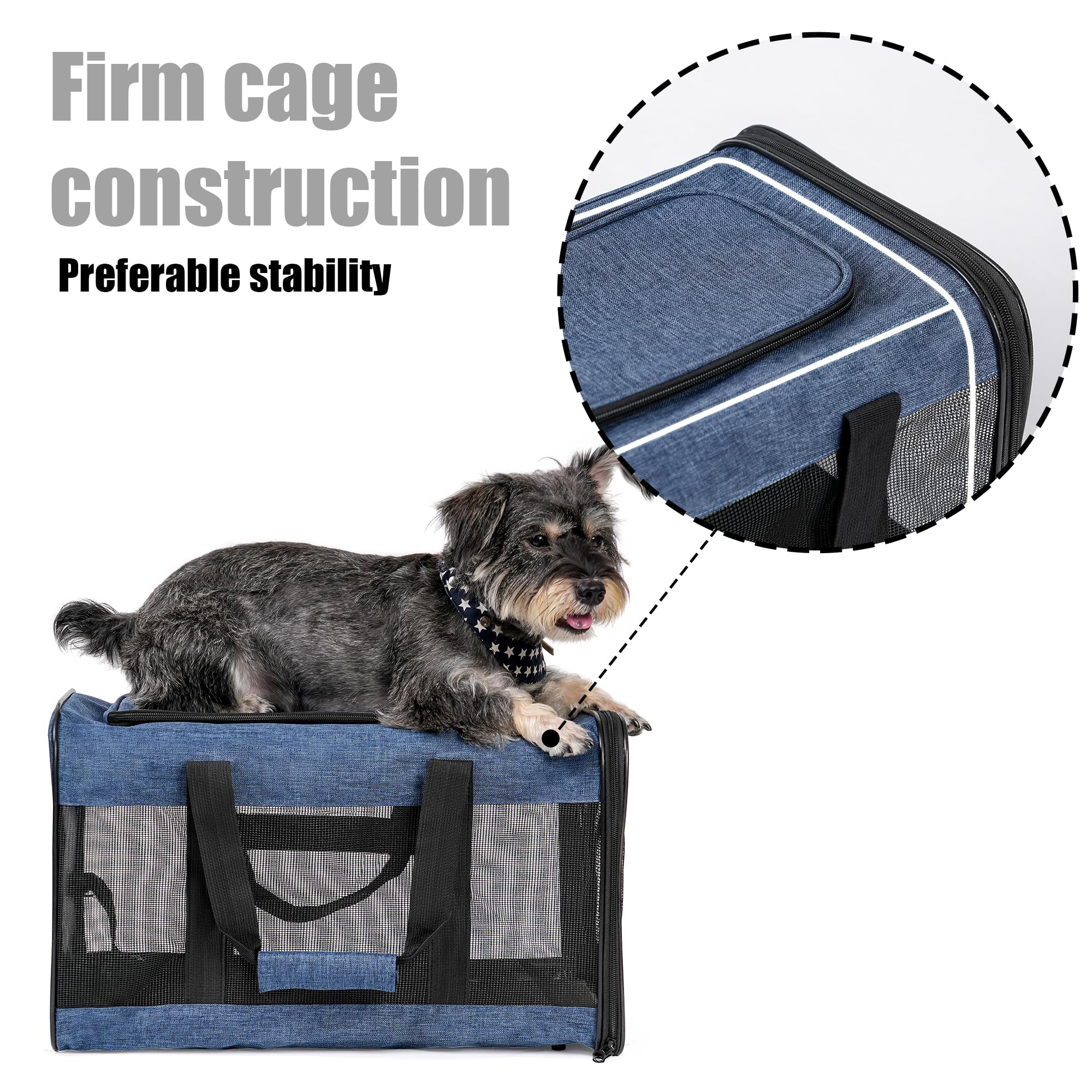 HITSLAM Trasportino Gatto, Trasportino Cane per Gatto/Gatti/Cane/Cani, Trasportino Morbido e Borsa per Animali Domestici Viaggio,Conforme agli Standard, Blu (L)