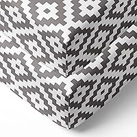 Vista 1 de Bacati - Paquete de 2 sábanas bajeras de algodón 100% algodón suave transpirable percal de Love Diamonds Aztec Neutral (gris)