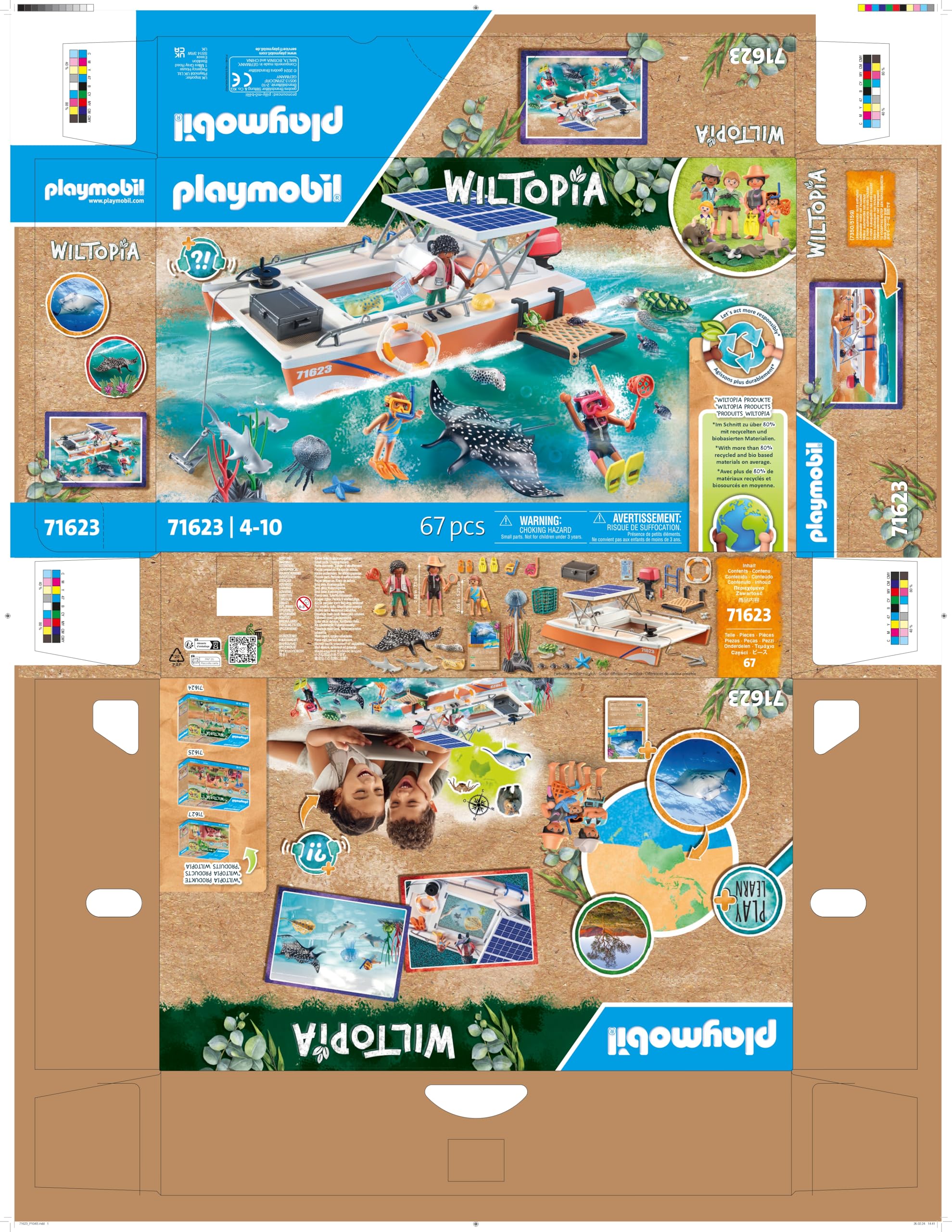 PLAYMOBIL Wiltopia 71623 Korallenriff Plattform, Expedition in Australien, mit zahlreichen Tieren, zu über 80% aus recyceltem und Bio-basiertem Material, kreatives Spielzeug für Kinder ab 4 Jahren