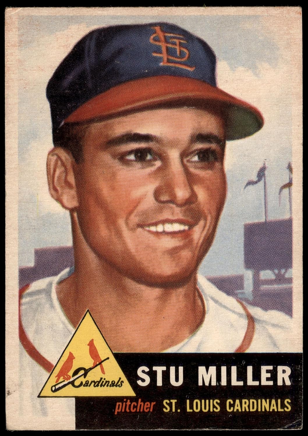 1953 Topps #183 Stu Miller St. Louis Cardinals (Baseball Card) EX Cardinals