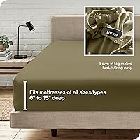 Vista 97 de Bare Home - Sábana bajera de microfibra 1800 muy suave y duradera, para colchones altos tamaño individual, color gris pardo