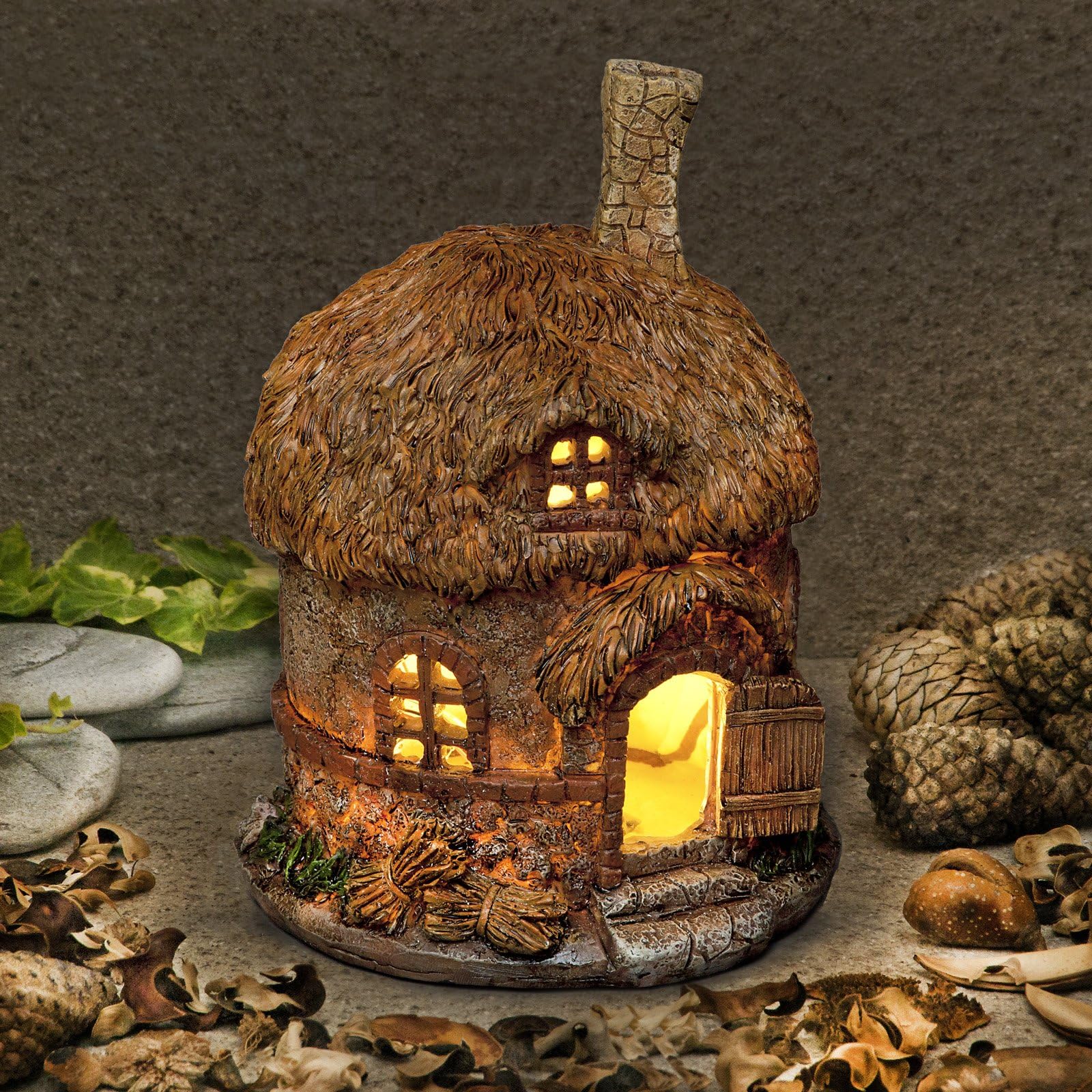 Garden Glows Fairy Dwelling - THE HOME OF ORION WINTERMOON - Fairy House - for indoor outdoor use - with 3 solar powered LEDs