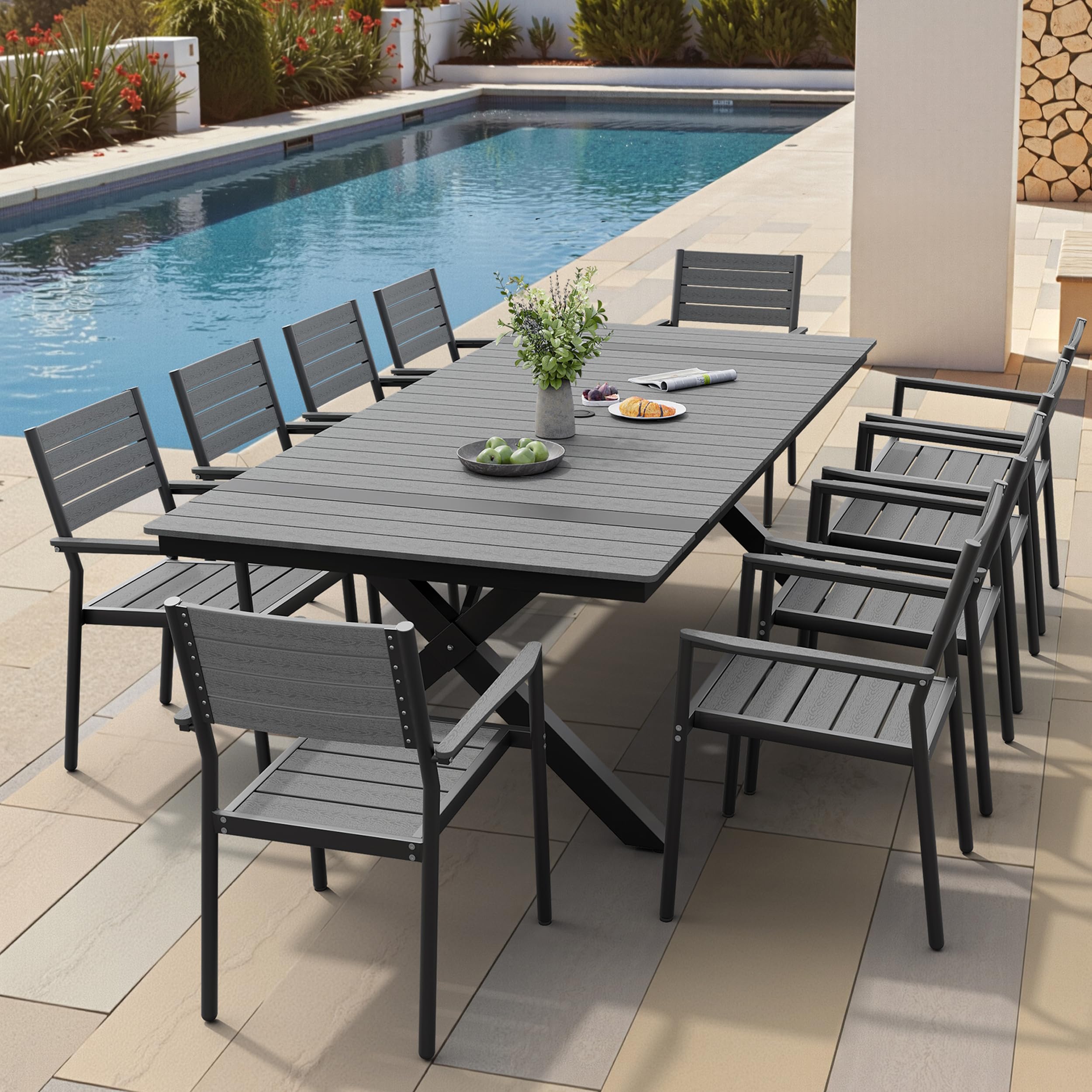 Pellebant 11-Piece Outdoor Patio Dining Table Set