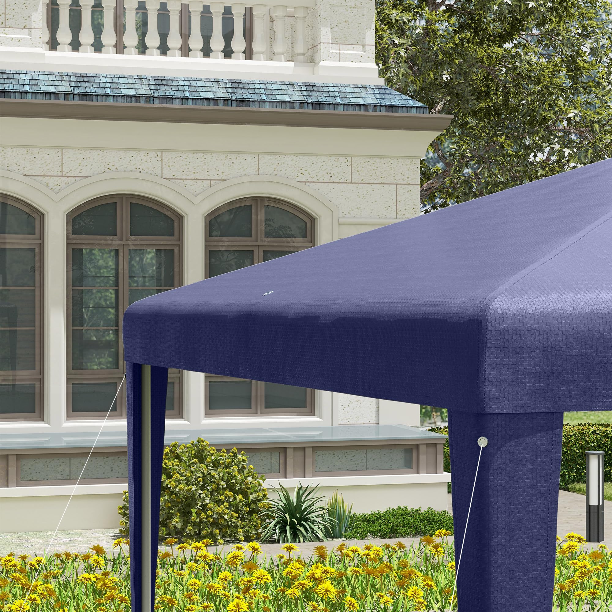 Outsunny Gazebo da Giardino 3x3 m Acciaio PE Protezione UV Blu Scuro