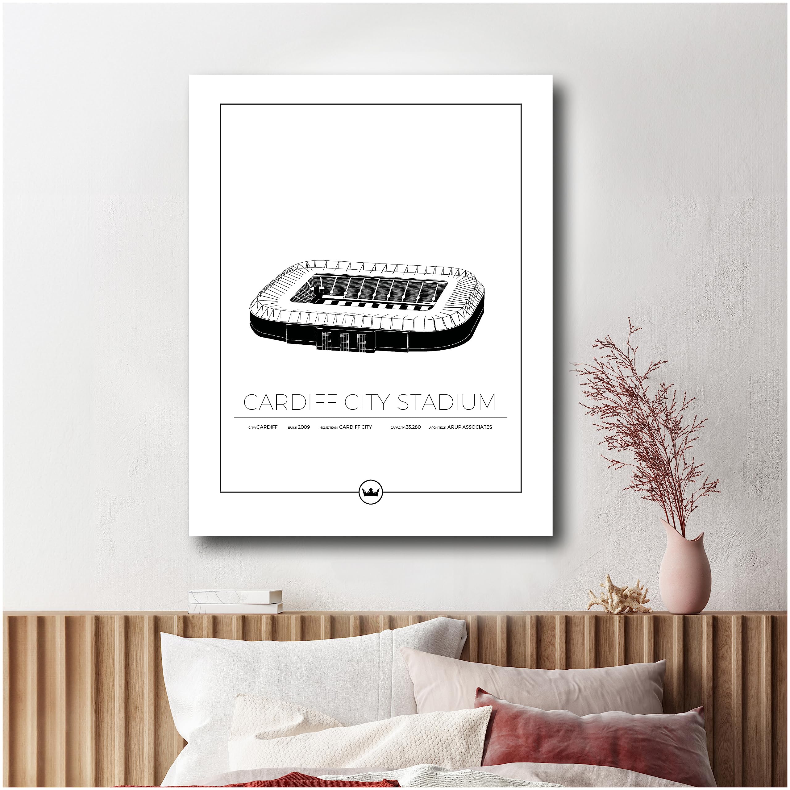 Sverigemotiv Cardiff City Football Stadium Wall Art Print — Artwork Football Gifts for Boys Girls Men All Fans — Home of the Bluebirds of Cardiff Wales — Unframed Poster 50x70 cm — image 1