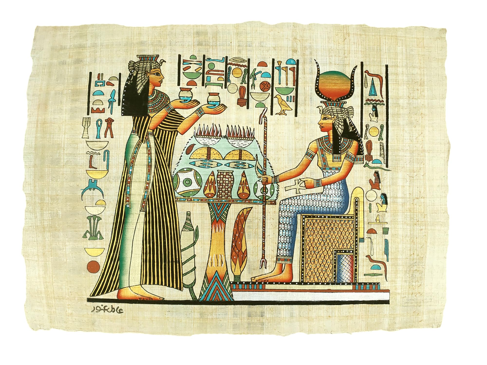 Papyrus original d'Égypte fait main 33x43 cm - Cadeau d'art historique unique réf 10H-C