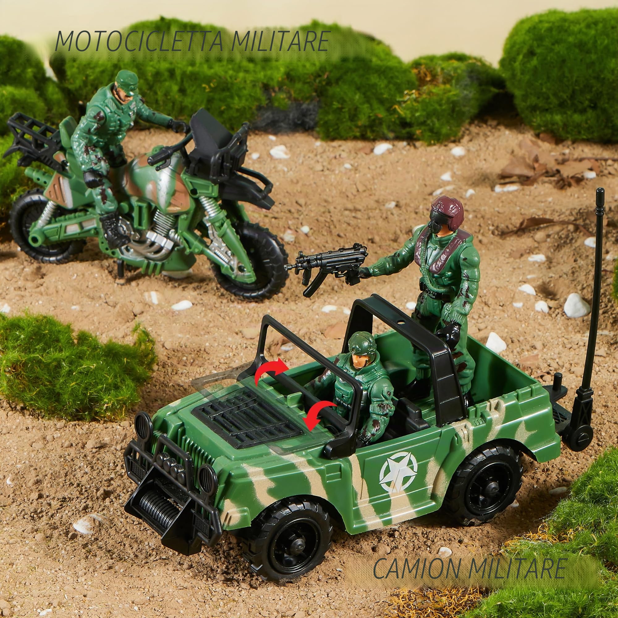JOYIN 10-in-1 Jumbo Giocattolo Elicottero da Trasporto Militare Set Compreso Elicottero con Luci e Suoni Realistici, Camion Militare, Barca Kayak, Moto, Action Figure