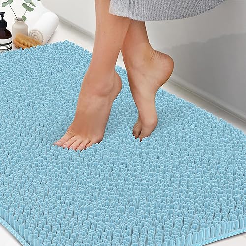 TSOFT - Tapete largo de microfibra de felpilla, suave, antideslizante, absorbente, lavable a máquina, de secado rápido, para baño, ducha, dormitorio