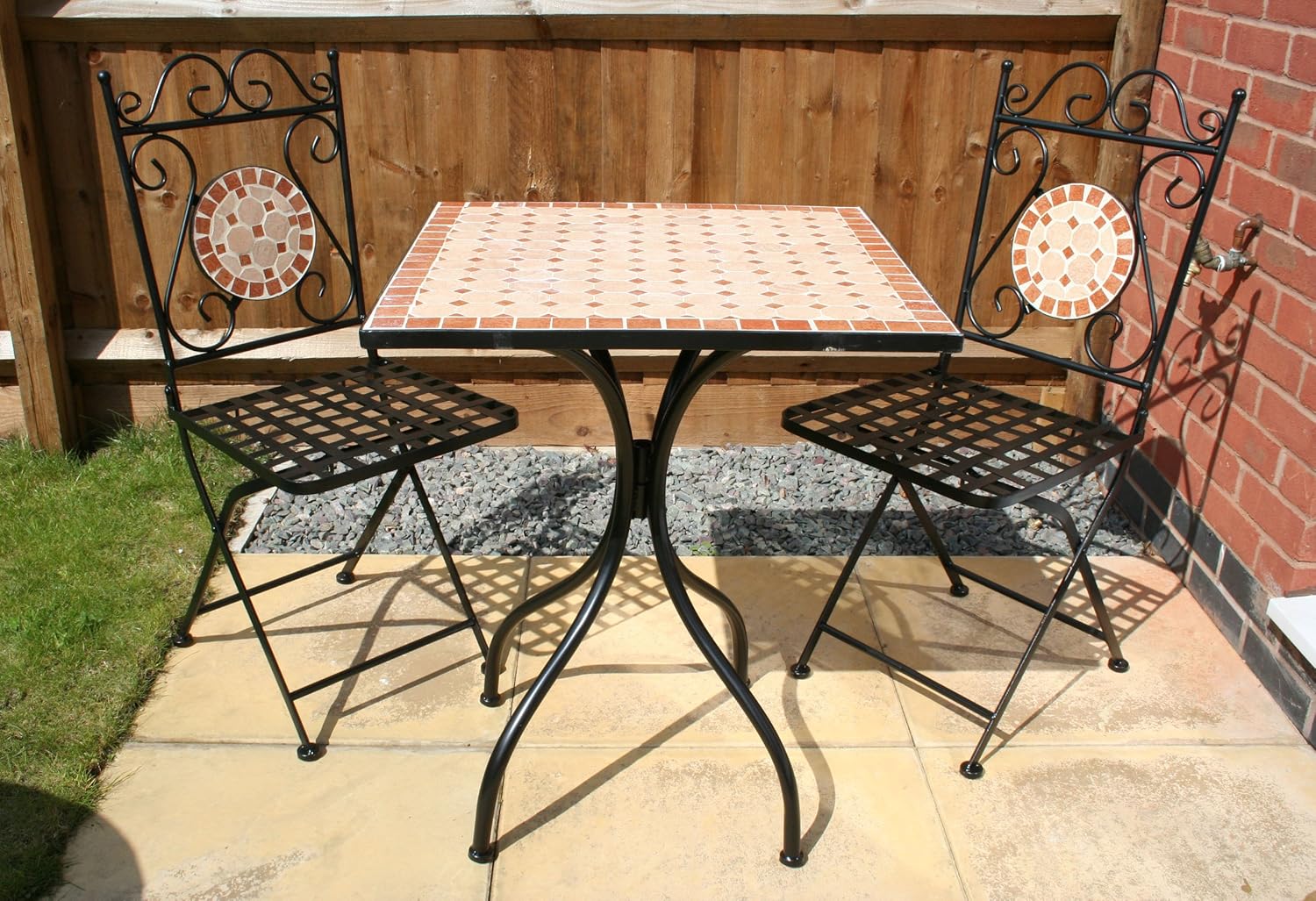 3 PIECE MOSAIC BISTRO GARDEN FURNITURE PATIO SET WITH