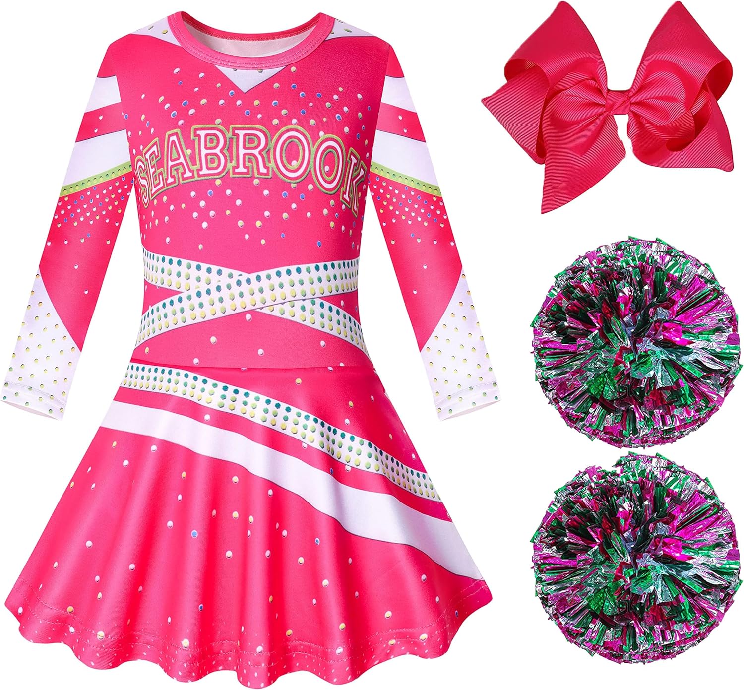 Zombies Girls Cheerleader Costume Cheerleading Outfit Toddler Kids Movie Halloween Dress Up 3-12 Years